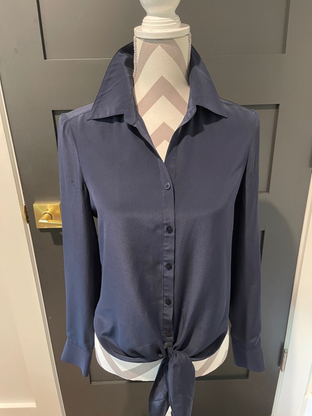 Antonio Melani Silk Luxury Tie Front Button Down Blouse Size XS